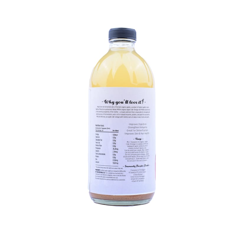 Orgenik: Shop Apple Cider Vinegar with Mother 500 ml from the brand Organic Wellness