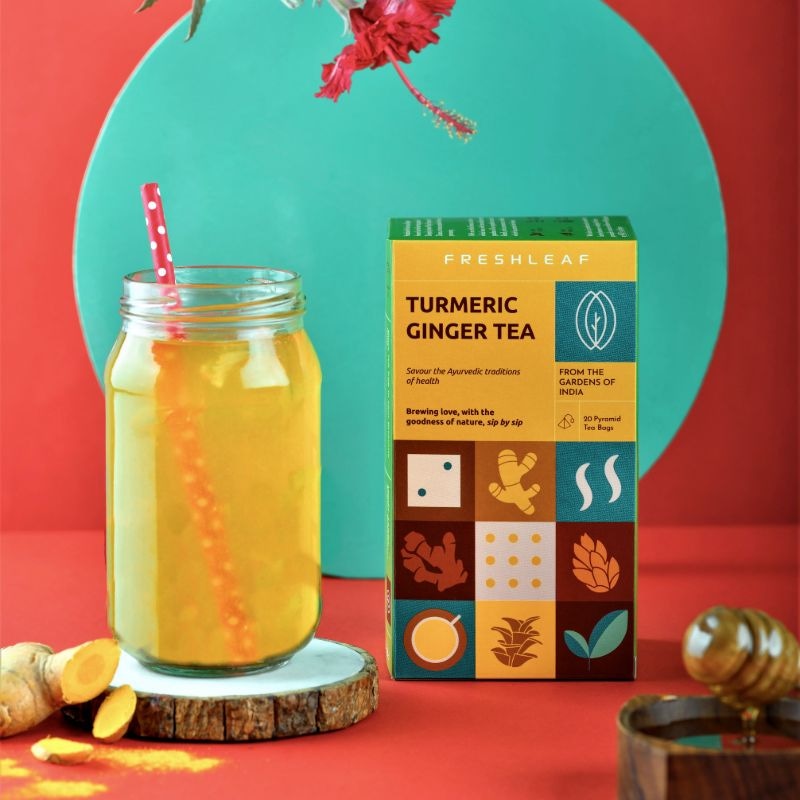 Orgenik: Turmeric Ginger Herbal Tea for Sore Throat Prevention and Boosting Imunity Spiced Rich with Anti-Oxidants 40 Pyramid Tea Bags - Pack of 2 from brand Freshleaf