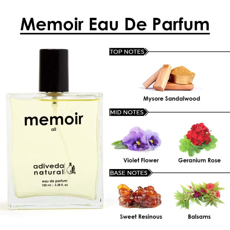 Orgenik: Shop Memoir Eau de Parfum - Pure Mysore Sandalwood Perfume For Men & Women from the brand Adiveda Naturals