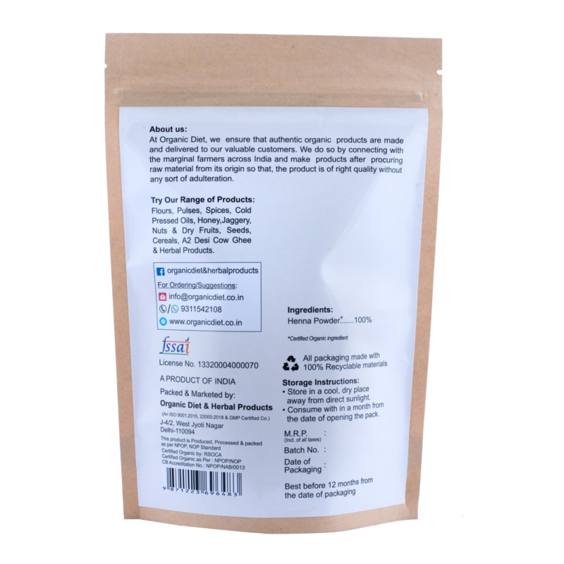 Orgenik: Shop Organic Organic Henna Mehndi (Powder) from the brand Organic Diet