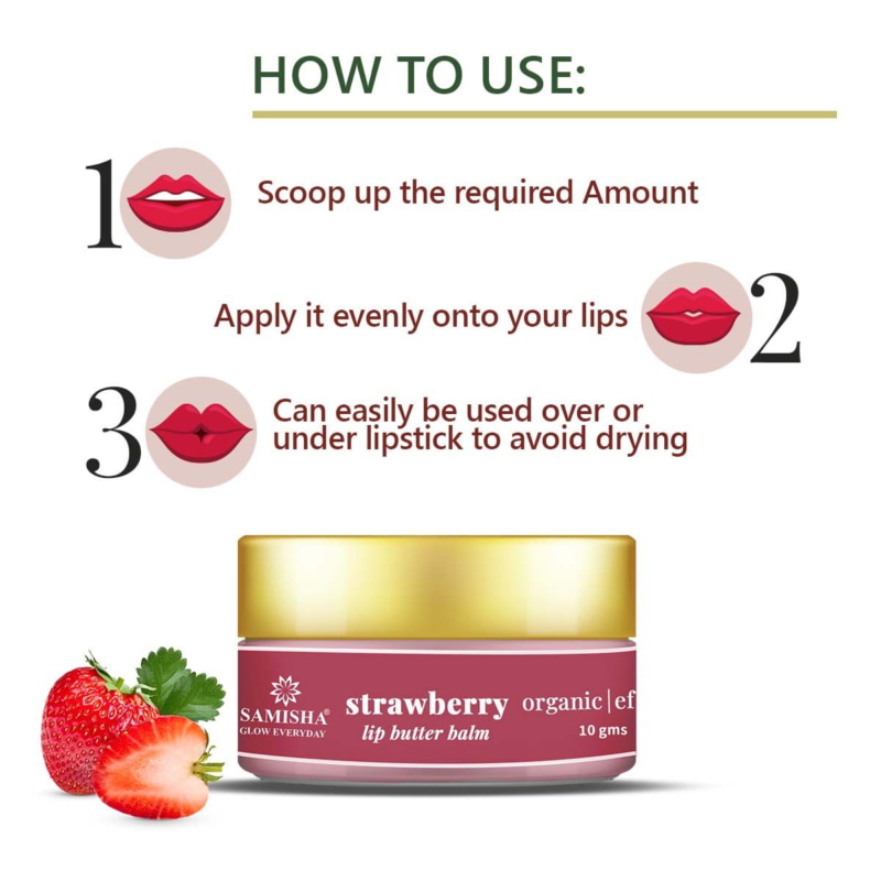 Orgenik: Shop Strawberry Enriched Organic Lip Balm For Chapped Lips from brand Samisha