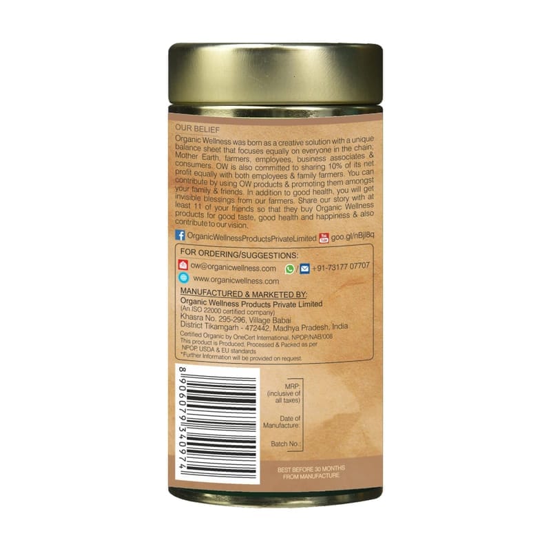Orgenik: Shop Tulsi Moringa 100 g Tin Pack from the brand Organic Wellness
