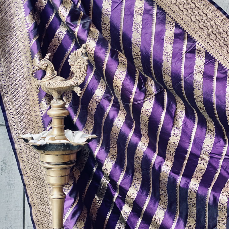 Orgenik: Shop Handloom Purple Uraif Saree from the brand Pilar & Monisha
