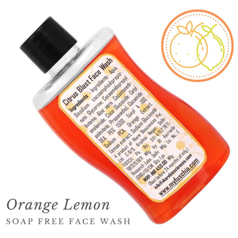 Orgenik: Citrus Blast Orange Lemon Soap Free Face Wash from the brand Fuschia 