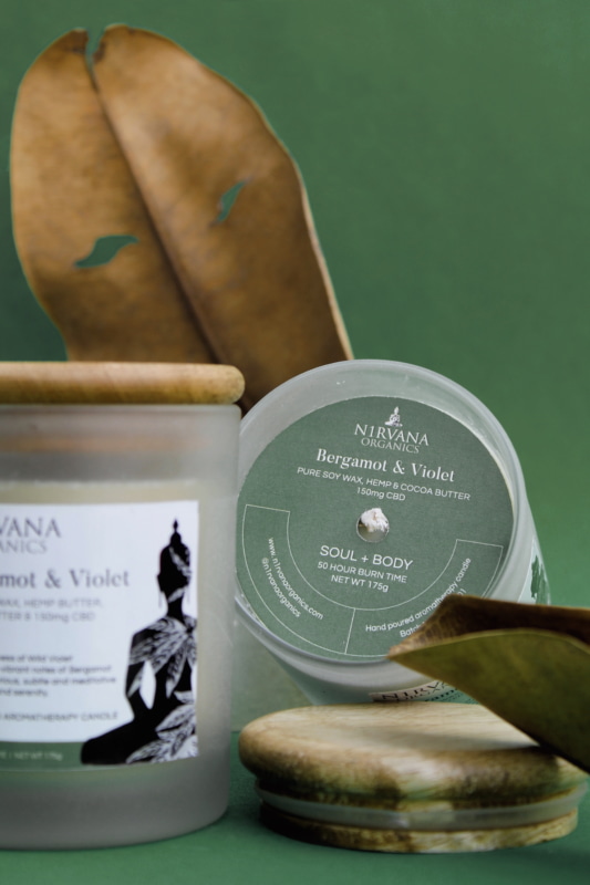 Orgenik: Shop Natural Body Serum Candles with Hemp Extract | (Bergamot & Violet) from brand N1rvana Organics