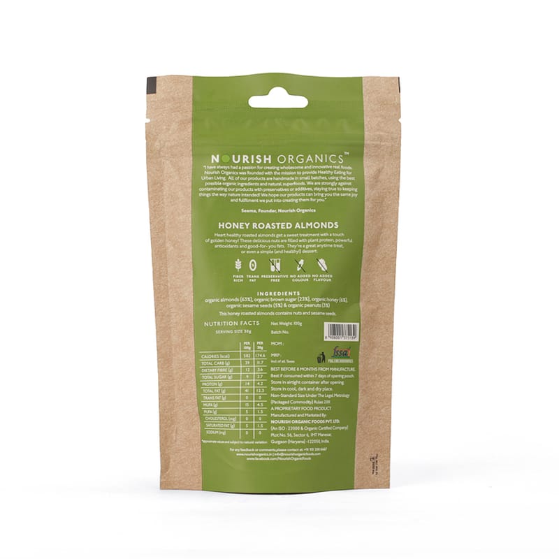 Orgenik: Shop Honey Roasted Almonds from the brand Nourish Organics