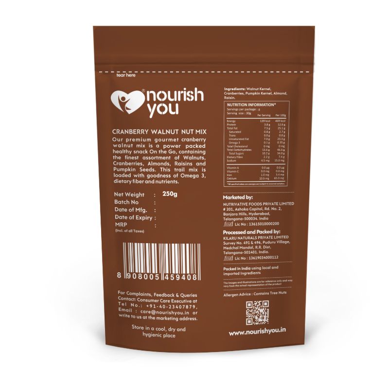 Orgenik: Cranberry Walnut Nut Mix from brand Nourish You