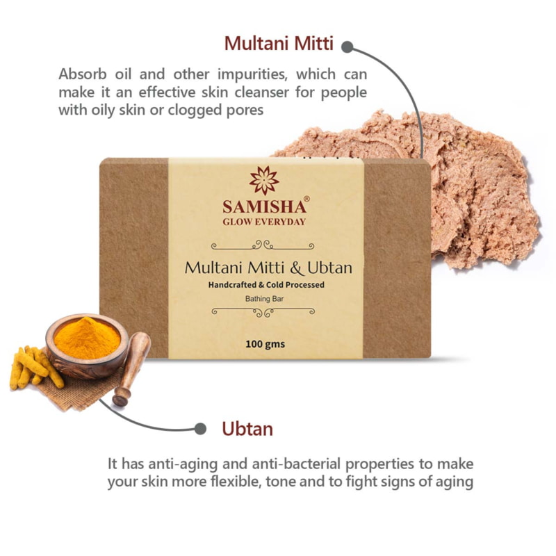 Orgenik: Shop Organic Multani Mitti & Ubtan Skin Rejuvenating Bath Bar from brand Samisha