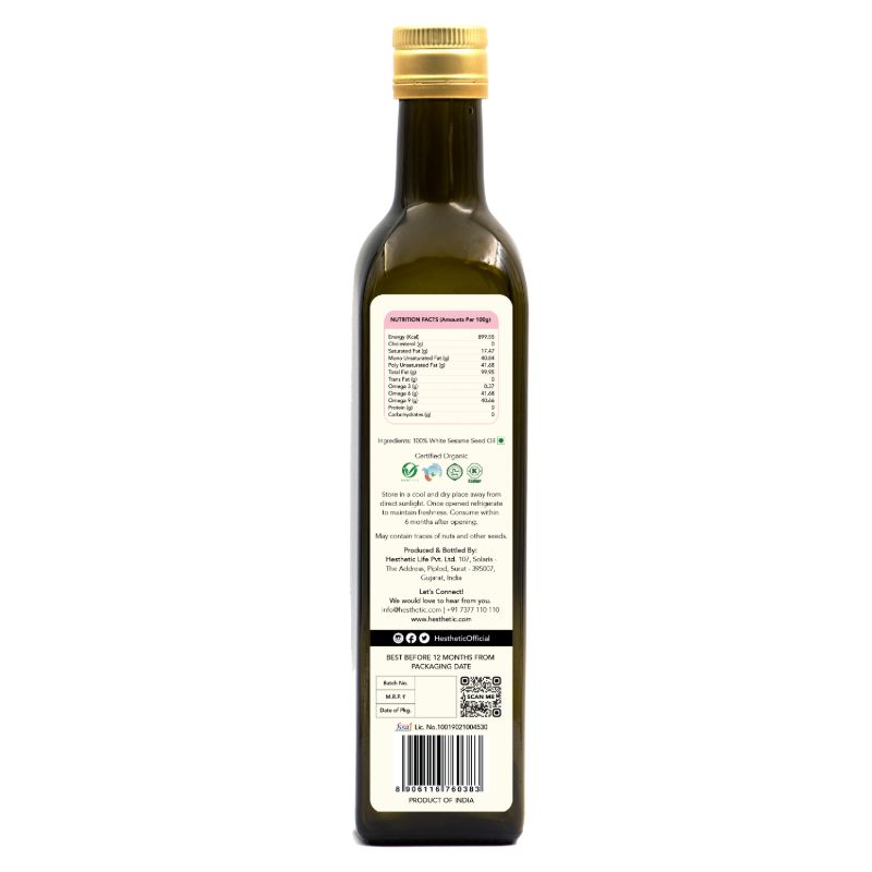 Orgenik: Organic Virgin Cold-Pressed White Sesame Seed Oil from the brand Hesthetic