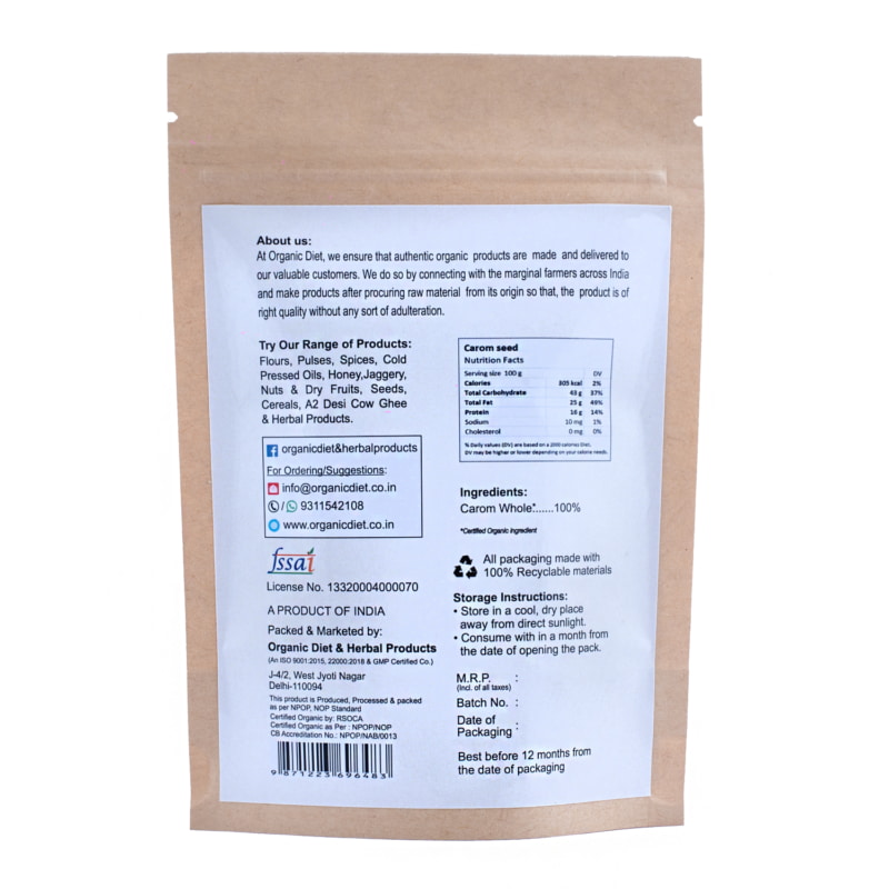 Orgenik: Shop Organic Carom Seed(Ajwain) from the brand Organic Diet