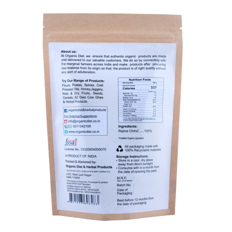 Orgenik: Shop Organic Rajma Chitra from the brand Organic Diet