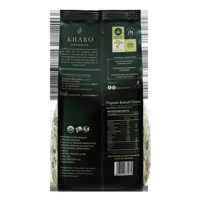 Orgenik: Shop Organic Kabuli ChanaChickpea from the brand Kharo Organics