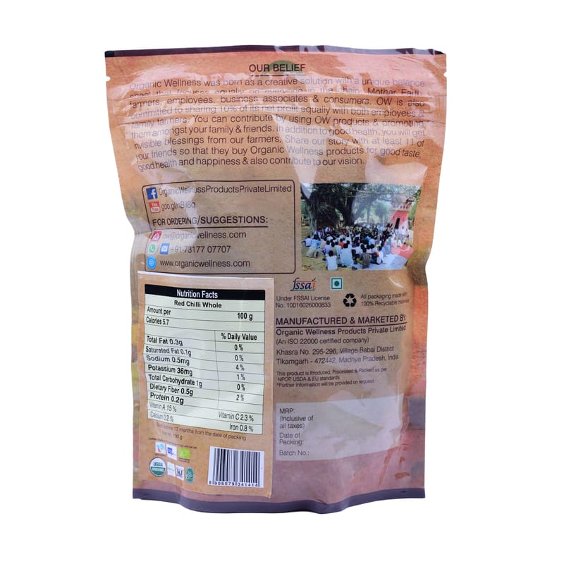 Orgenik: Shop Red Chilli Whole 100 g from the brand Organic Wellness