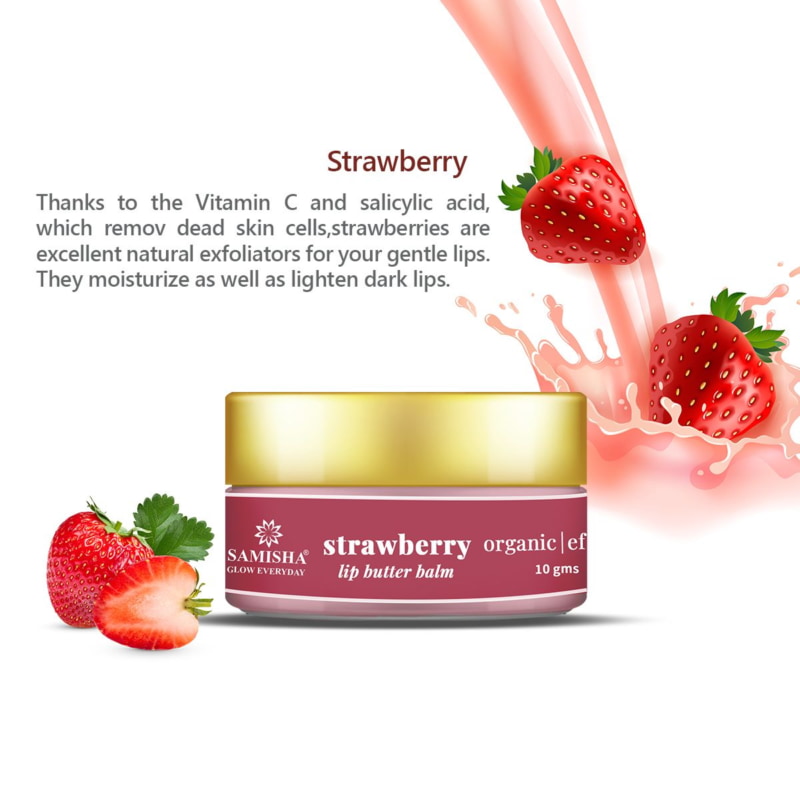 Orgenik: Shop Strawberry Enriched Organic Lip Balm For Chapped Lips from brand Samisha