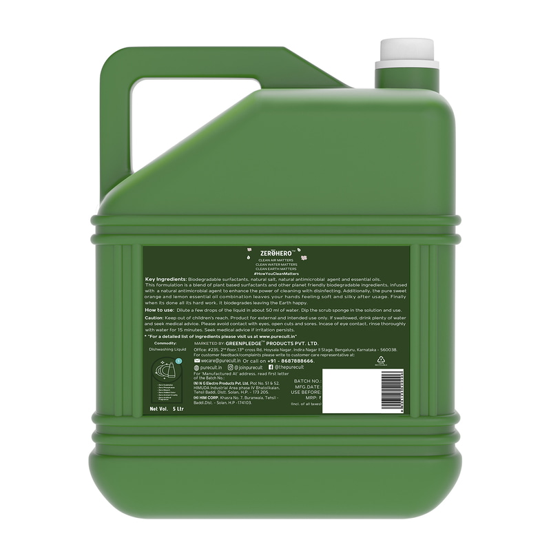 Orgenik: Shop Eco-Friendly Dishwash Liquid with Sweet Orange and Lemon Essential Oils from the brand PureCult