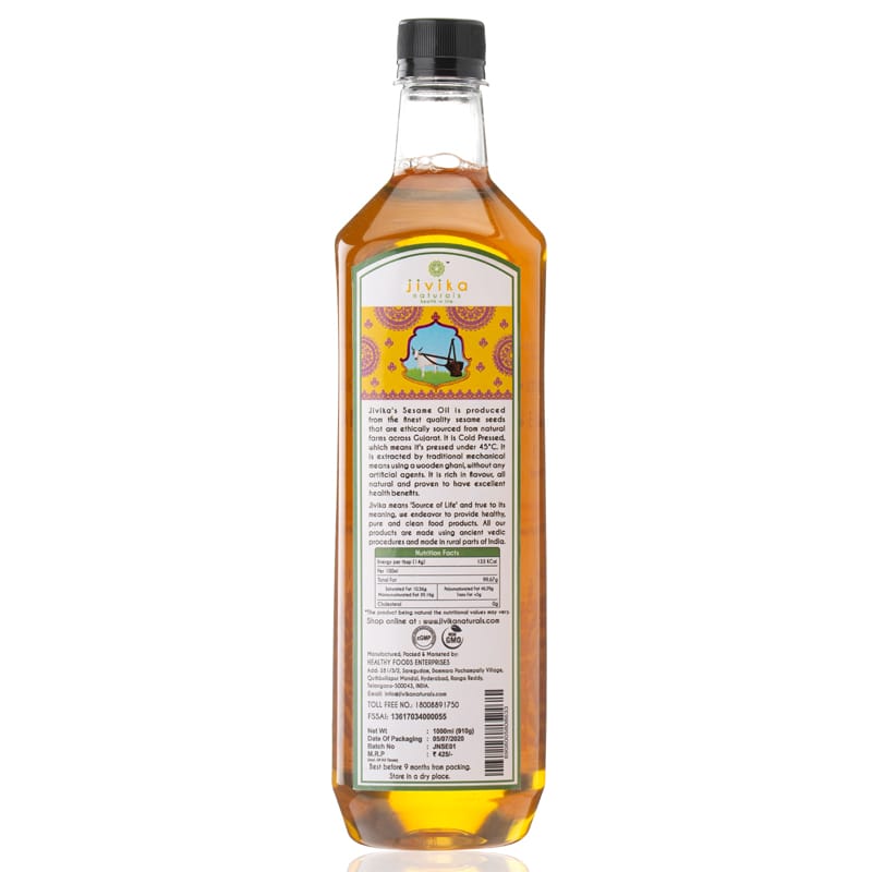 Orgenik: Shop Cold Pressed Sesame Oil 1ltr from the brand Jivika Naturals
