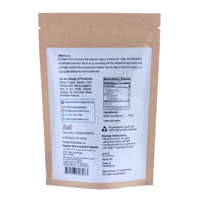 Orgenik: Shop Organic Black Cardamom(Badi Elaichi) from the brand Organic Diet