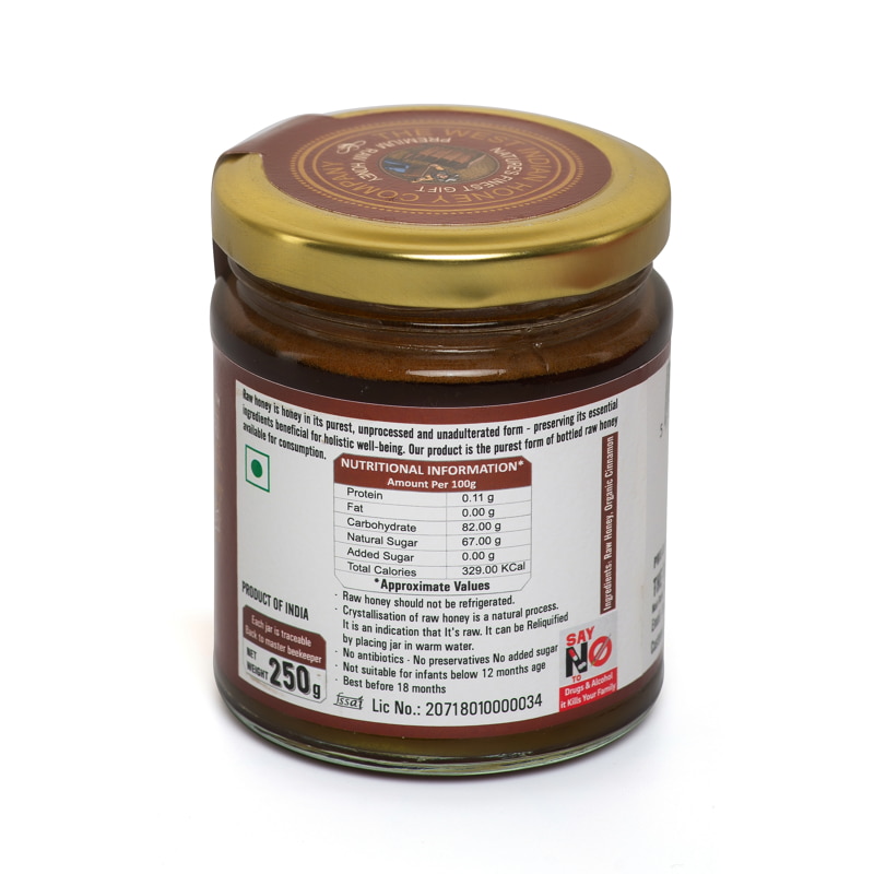 Orgenik: Raw Unprocessed Cinnamon Infused Honey 250 grams from brand The West Indian Honey