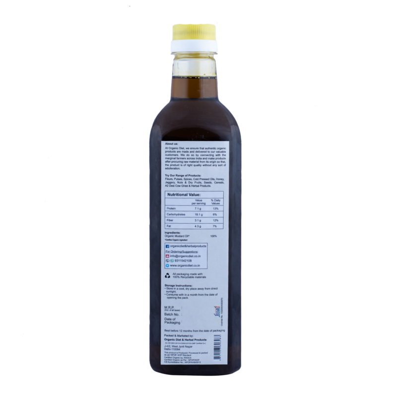 Orgenik: Shop Organic Wooden Cold Pressed Mustard Oil(Sarso Oil) from the brand Organic Diet