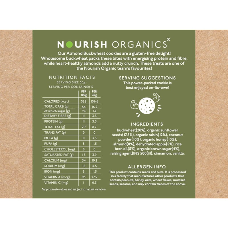 Orgenik: Shop Almond Buckwheat Cookies from the brand Nourish Organics