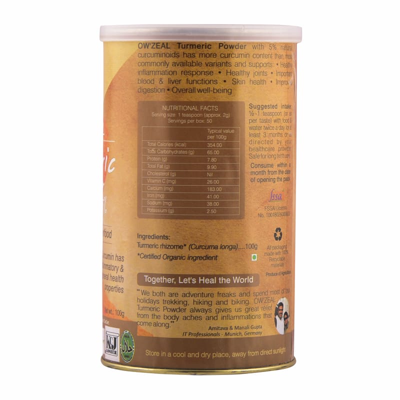 Orgenik: Shop Turmeric Powder - 5%  Curcumin 100 g from the brand Organic Wellness