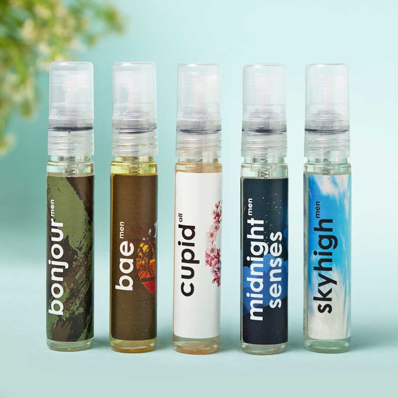 Orgenik: Shop Perfume Trial Set for men set of 5 from the brand Adiveda Naturals