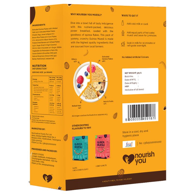 Orgenik: Quinoa Muesli - Chocolate & Banana from brand Nourish You