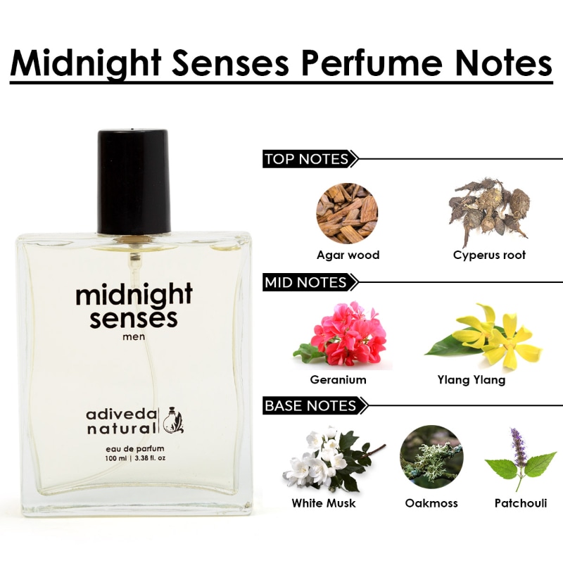 Orgenik: Shop Midnight Senses Perfume For Men - Spicy Woody Fragrances Eau de Parfum from the brand Adiveda Naturals